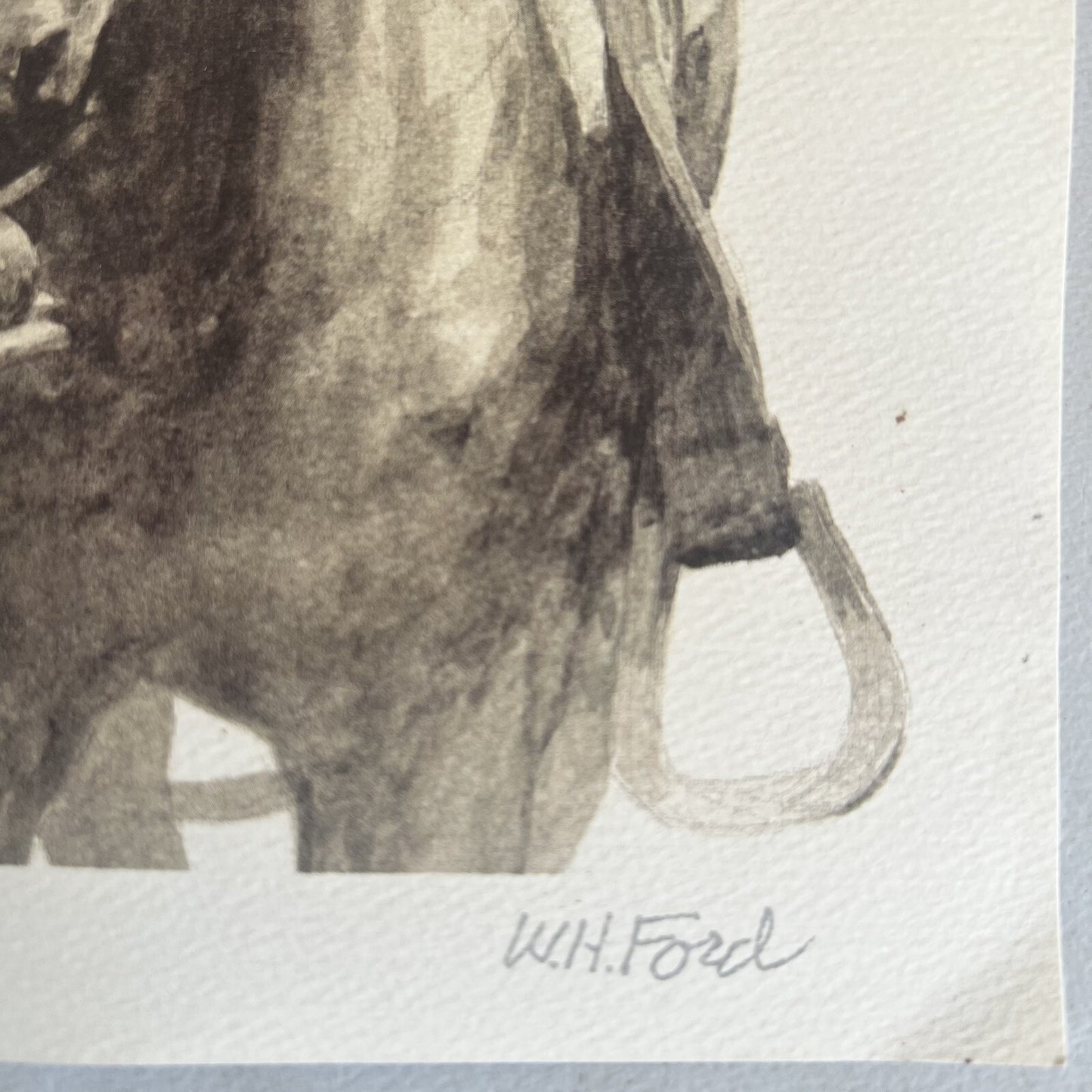 "Partners" Marlboro Man Cowboy & Horse Print Signed by W.H. Ford Poor cond