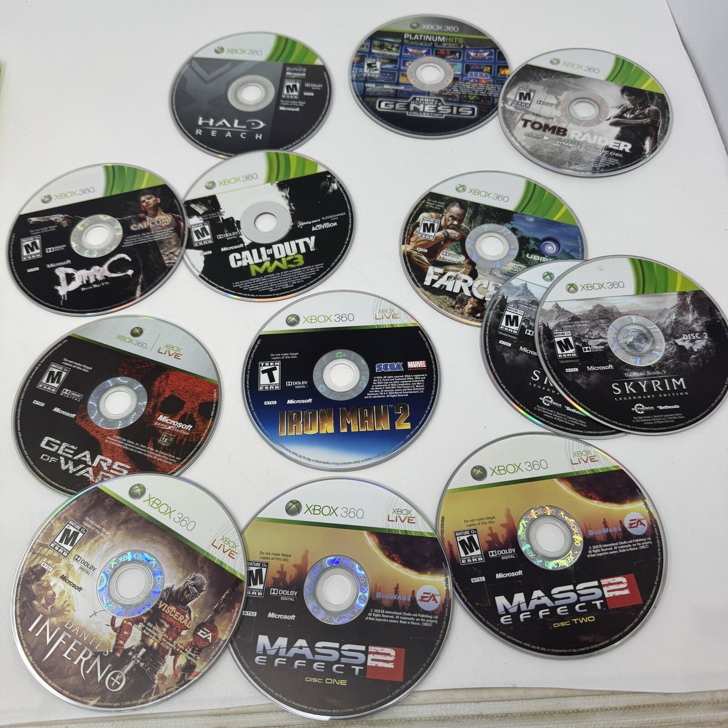 11x Microsoft XBOX 360 Call Duty Halo Mass Effect Tomb Gears- Clean TESTED Discs