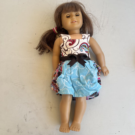 American Girl Doll 18” Curly Wavy Brunette Hair Green Eyes CLOTHED HTF Rare AG